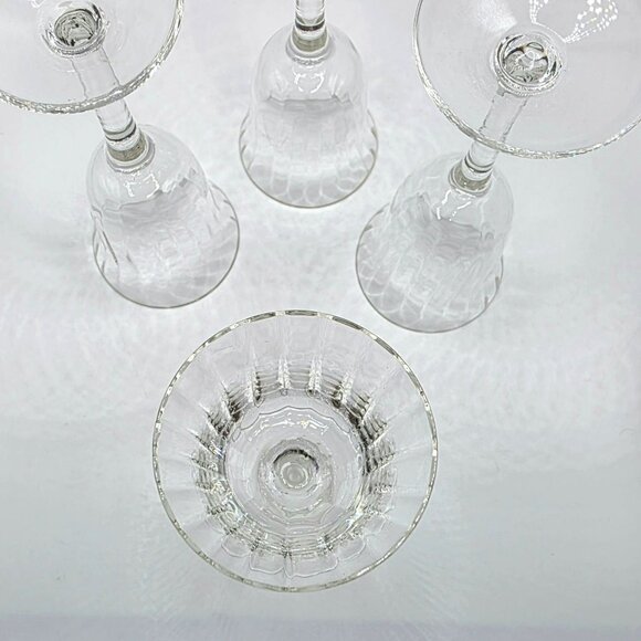 4 Vintage Crystal Cordial Glasses Liqueur Elegant Ribbed Flared Fluted Barware - Picture 3 of 9